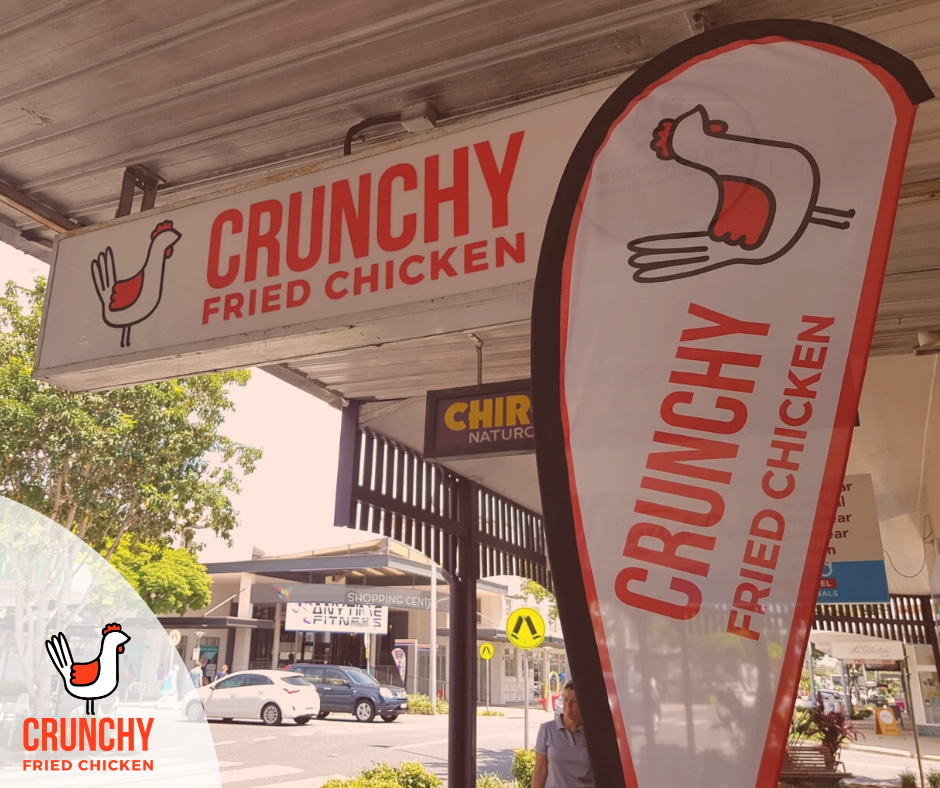 Crunchy Fried Chicken Teardrop Flag, Lightbox, Add on System
